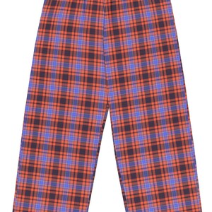 Orange and Purple Unisex Pants - Bold Color Block Trousers, Trendy Casual Bottoms, Relaxed Fit, Modern Plaid Style, Vibrant Fashion Statement