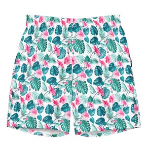 Zwemkleding heren zwembroek eclectisch trendy surf gym zwemmen stijlvolle strandshorts unieke zomer activewear cadeau voor hem, tropische bloemenprint