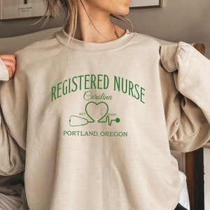Custom Name Registered Nurse Sweatshirt, Graduation Gift Nurses, Personalized Sweatshirt for RN, Gift for Registered Nurse, Nursing School