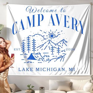 Personalized Bachelorette Party Backdrop, Custom Camp Bachelorette Banner, Camping Bachelorette Decor, Camp Bach Party Flag, Bach club sign