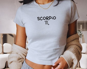 Scorpio Baby Tee y2k Zodiac Sign Shirt Crop Top Astrology Gift Scorpio Birthday gift Astrological Shirt 90s Birth month astrology shirt