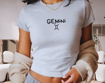 Gemini Baby Tee y2k Zodiac Sign Shirt Crop Top Astrology Gift Gemini Birthday gift Astrological Shirt 90s birthday astrology shirt