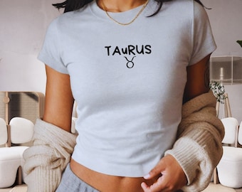 Taurus Baby Tee y2k Zodiac Sign Shirt Crop Top Astrology Gift Taurus Birthday gift Astrological Shirt 90s birthday astrology shirt