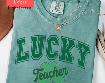 Comfort colors lucky shirt for teacher, St Patricks day tee, shamrock tshirt, st paddys elementary teacher tshirt, sped team shirt