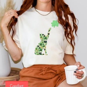 Comfort colors cat shamrock shirt, St Patricks day cat shirt,  st paddys funny cat tshirt, cat mom shirt, gift for cat owner, cat lover gift