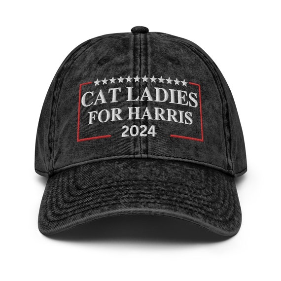 Embroidered Cat Ladies for Harris Cap, Vintage Aesthetic  display picture 3