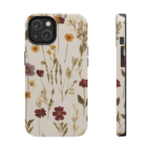 Pressed Flowers Tough iPhone Case, Floral wildflower Birthday, Anniversary, House warming, Mother&#39;s Day, Graduation gift for flower lovers