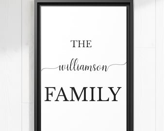 Personalized Family Name Framed Canvas, Custom Last Name Wall Art, Minimal Family Sign, Wedding or Housewarming Gift, New Home Decor