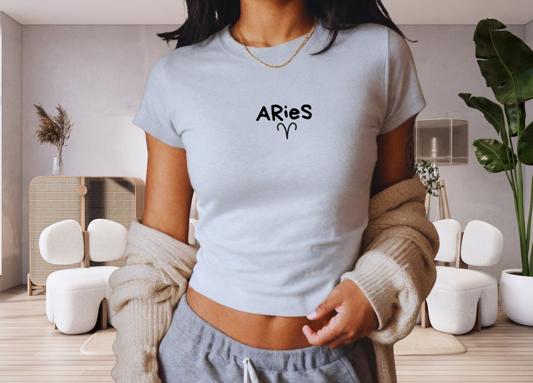Aries Baby Tee Y2k Zodiac Sign Shirt Crop Top Astrology Gift