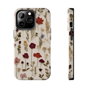 Pressed Flowers Tough iPhone Case, Floral wildflower Birthday, Anniversary, House warming, Mother&#39;s Day, Graduation gift for flower lovers
