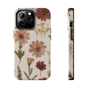 Pressed Flowers Tough iPhone Case, Floral wildflower Birthday, Anniversary, House warming, Mother&#39;s Day, Graduation gift for flower lovers