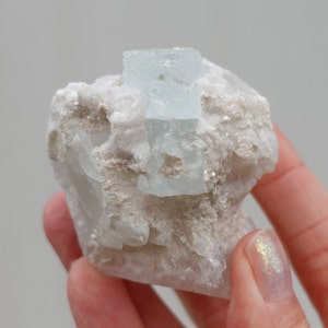 Aquamarine with Quartz Crystal Cluster