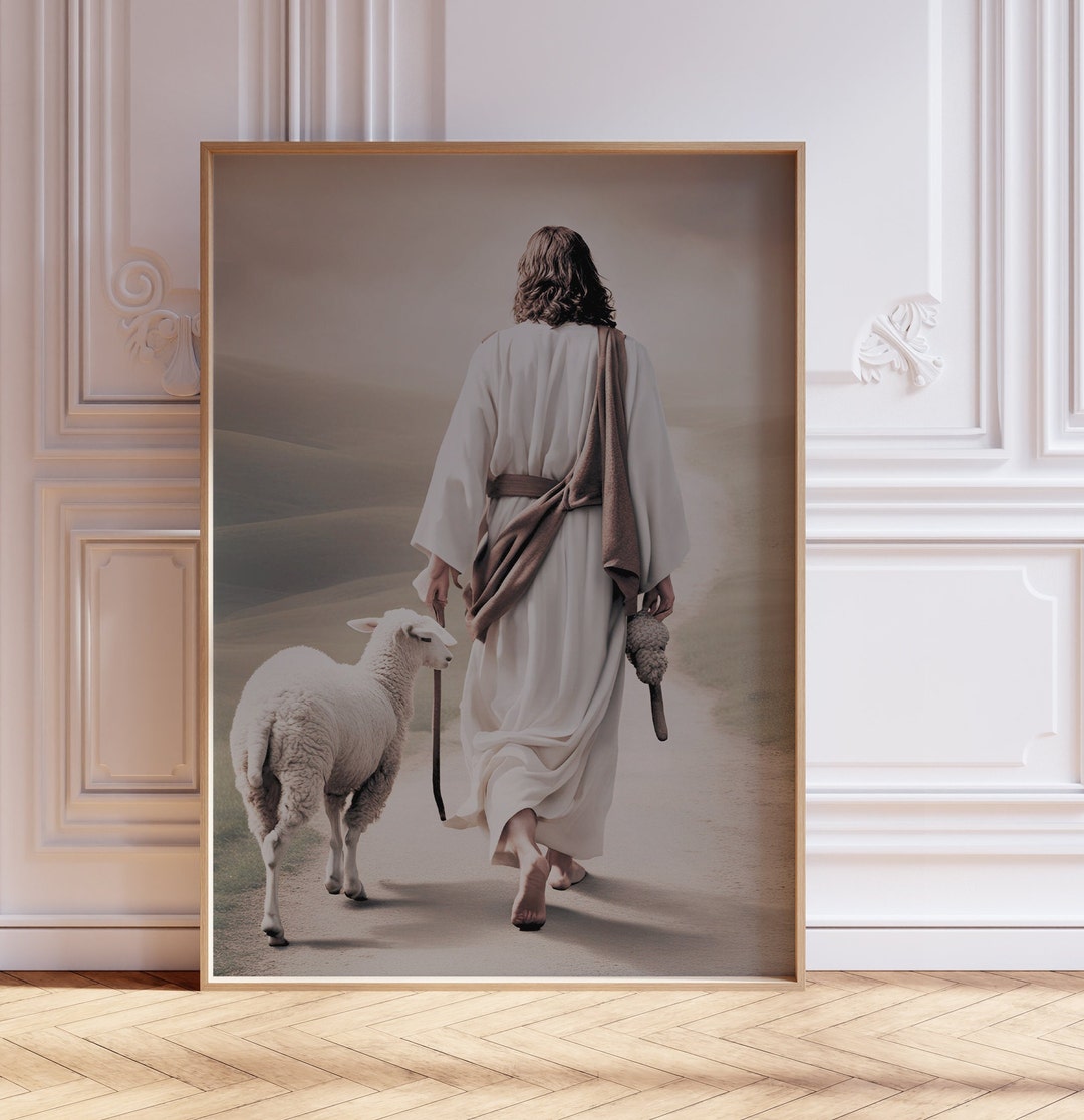 Jesus Leaves the 99 Wall Art Print, Jesus and Lost Sheep Art, Christian