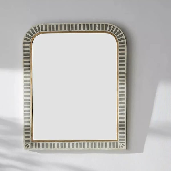 Waterfall Inlay Mirror, Waterfall bone inlay mirror, targua bone inlay wall mirror Mother’s Day Gifts