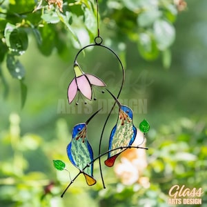 Hummingbird - Stained Glass Window Hanging - Hummingbird Gift - Custom Stained Glass - Hummingbird Suncatcher - Mothers Day Gift