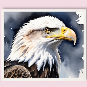 Bald Eagle Watercolor Painting: North American Bird Art (Digital Print)