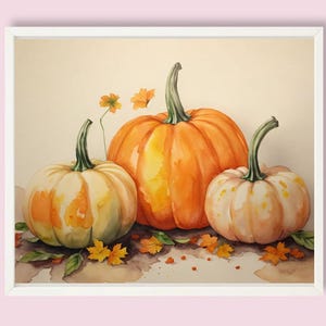 Pumpkin Watercolor Painting: Autumn Still Life Art Print (Digital Download)