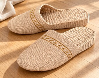 Scarpe Premium da Uomo in Paglia Intrecciata, Ciabatte Naturali Intrecciate e Scarpe Senza Lacci