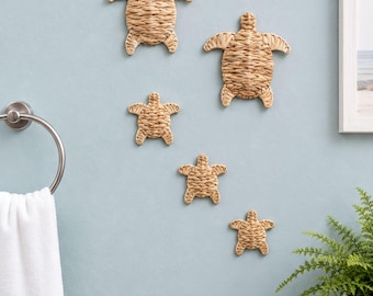 Handmade Sea Turtle Wall Decor, Ocean Nursery Art, Coastal Beach Bathroom Ornaments