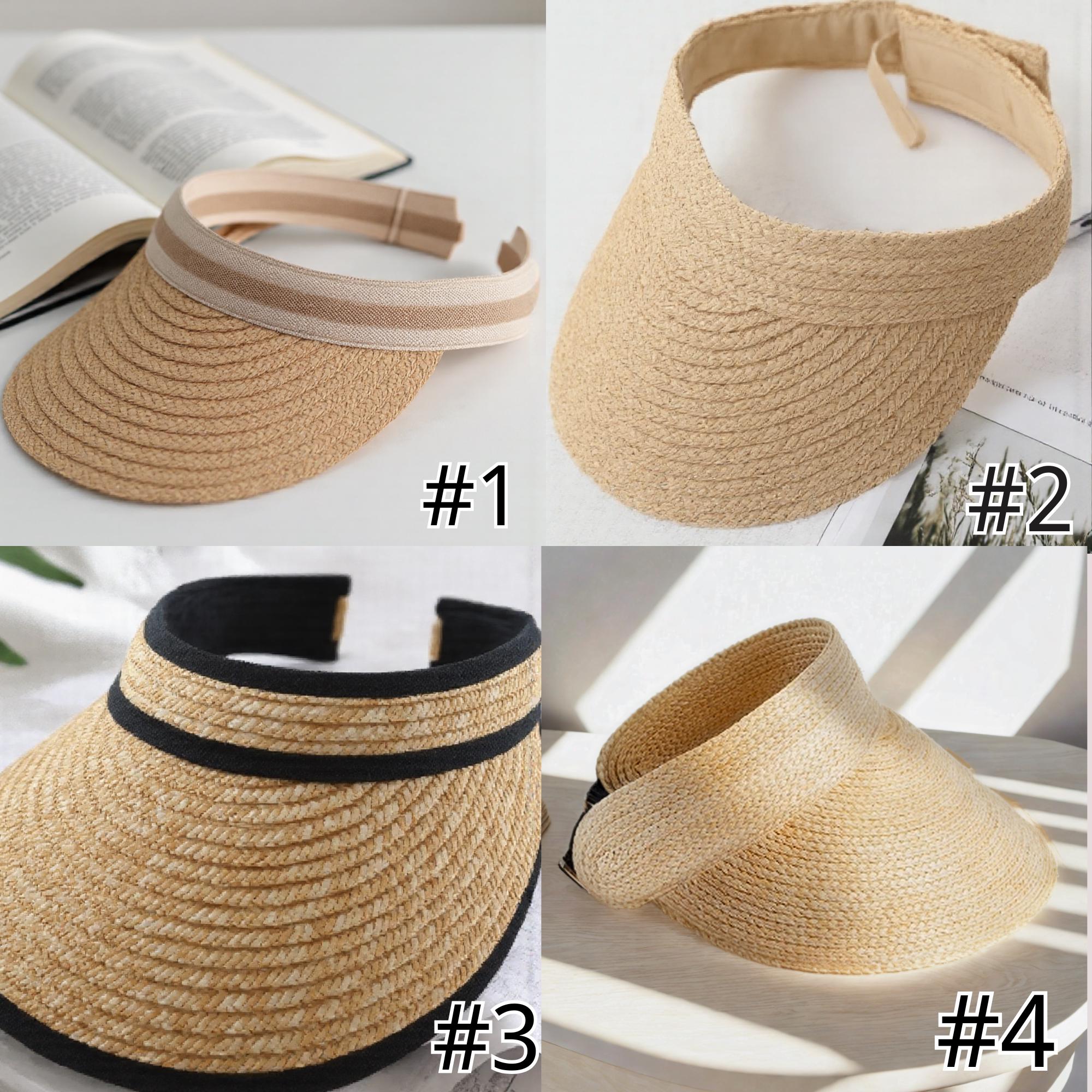 Handmade Straw Sun Visor: Wide Brim, Breathable Summer Hat  display picture 2