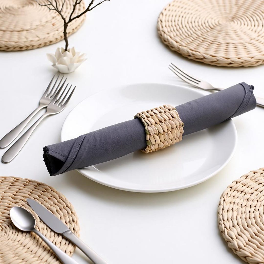 Lot De 6 Anneaux De Serviette Tissés Main En Cosse De Maïs - Naturels, Décoratifs - Pour Mariage, Fête, Décoration De Table