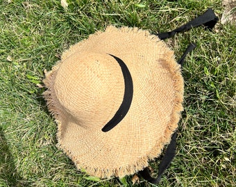 Handwoven Straw Sun Hat: Wide Brim Beach Accessory