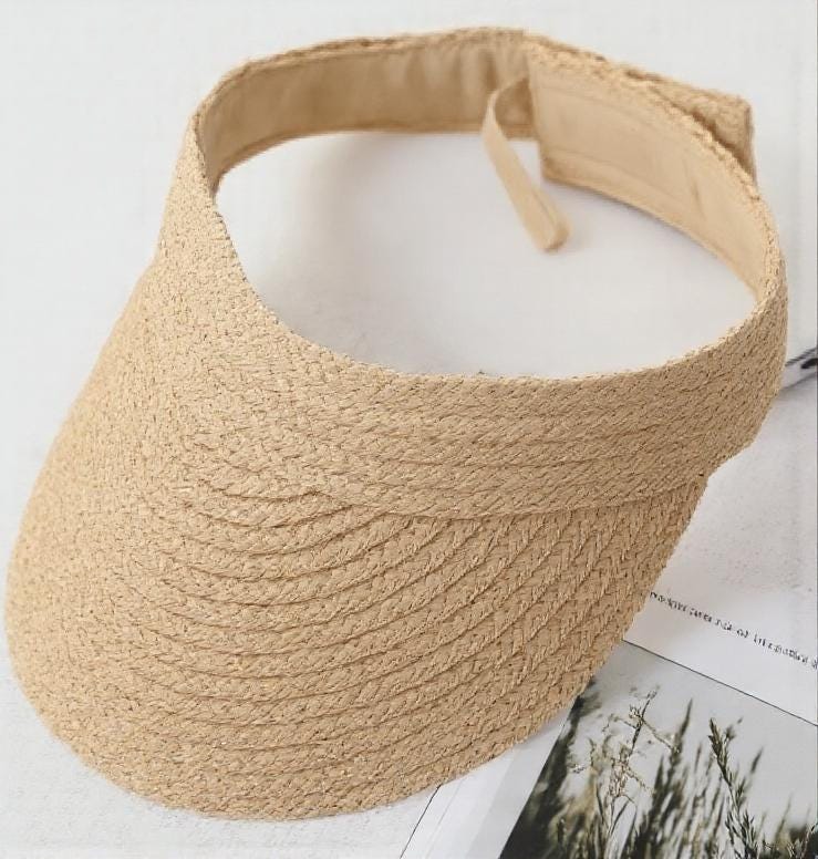 Handmade Straw Sun Visor: Wide Brim, Breathable Summer Hat  display picture 1