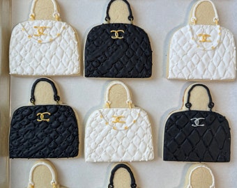 Purse decorated cookies, handbag cookies, birthday sugar cookies, luxury bag cookies, decorated sugar cookies, bridal cookies