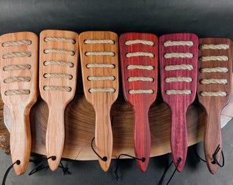 BDSM Hairbrush Spanking Impact Play Paddle with Rope, Handmade Adult Kink Fetish Mature Impact Toy, Discipline Punishment Paddle