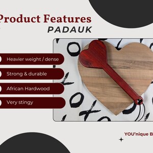 BDSM Heart-Shaped Impact Play Spanking Paddle, Unique Handmade Adult Kink Fetish Mature Impact Toy, Discipline Punishment Paddle, OTK Paddle image 10