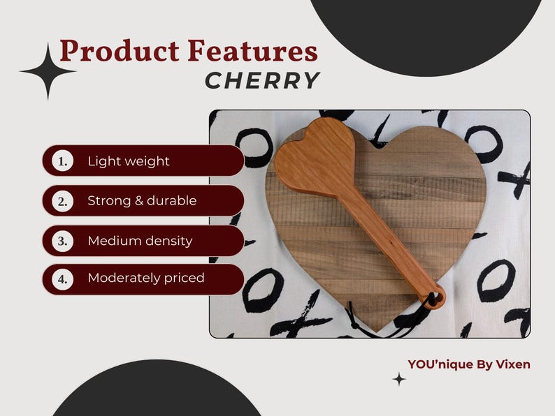 BDSM Heart-Shaped Impact Play Spanking Paddle, Unique Handmade Adult Kink Fetish Mature Impact Toy, Discipline Punishment Paddle, OTK Paddle image 6