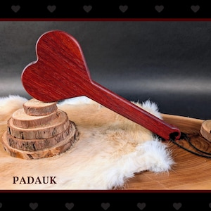 BDSM Heart-Shaped Impact Play Spanking Paddle, Unique Handmade Adult Kink Fetish Mature Impact Toy, Discipline Punishment Paddle, OTK Paddle Padauk