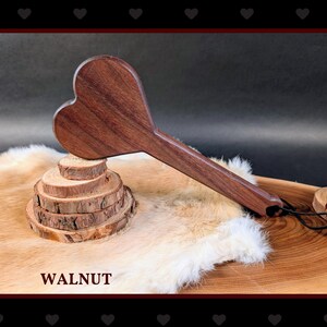 BDSM Heart-Shaped Impact Play Spanking Paddle, Unique Handmade Adult Kink Fetish Mature Impact Toy, Discipline Punishment Paddle, OTK Paddle Walnut