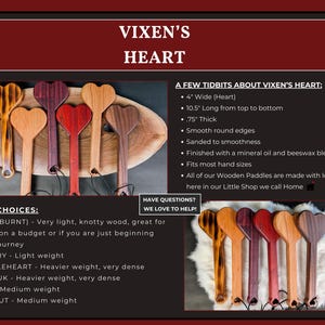 BDSM Heart-Shaped Impact Play Spanking Paddle, Unique Handmade Adult Kink Fetish Mature Impact Toy, Discipline Punishment Paddle, OTK Paddle image 2