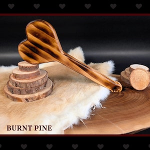 BDSM Heart-Shaped Impact Play Spanking Paddle, Unique Handmade Adult Kink Fetish Mature Impact Toy, Discipline Punishment Paddle, OTK Paddle Burnt Pine