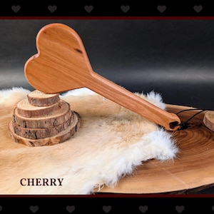 BDSM Heart-Shaped Impact Play Spanking Paddle, Unique Handmade Adult Kink Fetish Mature Impact Toy, Discipline Punishment Paddle, OTK Paddle Cherry