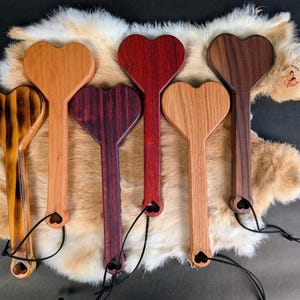 BDSM Heart-Shaped Impact Play Spanking Paddle, Unique Handmade Adult Kink Fetish Mature Impact Toy, Discipline Punishment Paddle, OTK Paddle image 1