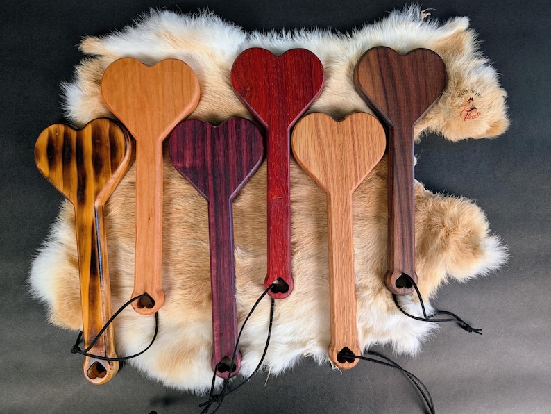 BDSM Heart-Shaped Impact Play Spanking Paddle, Unique Handmade Adult Kink Fetish Mature Impact Toy, Discipline Punishment Paddle, OTK Paddle image 1