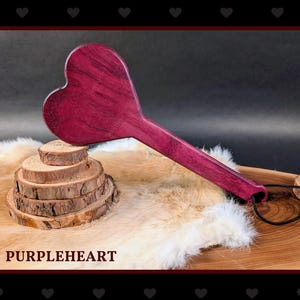 BDSM Heart-Shaped Impact Play Spanking Paddle, Unique Handmade Adult Kink Fetish Mature Impact Toy, Discipline Punishment Paddle, OTK Paddle Purpleheart
