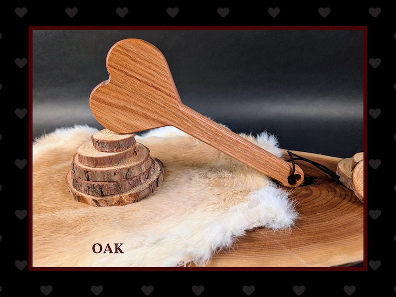 BDSM Heart-Shaped Impact Play Spanking Paddle, Unique Handmade Adult Kink Fetish Mature Impact Toy, Discipline Punishment Paddle, OTK Paddle Oak
