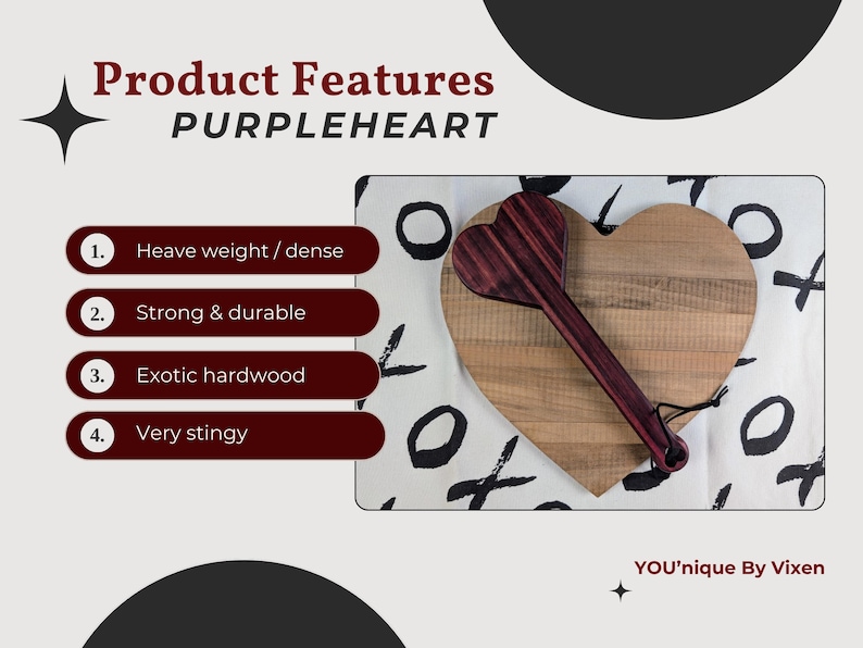 BDSM Heart-Shaped Impact Play Spanking Paddle, Unique Handmade Adult Kink Fetish Mature Impact Toy, Discipline Punishment Paddle, OTK Paddle image 8