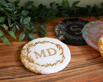 Personalized and Customizable, Monogramed Large resin coaster