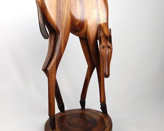 African Wooden Antelope Handmade Wooden Figurine Safari Decoration Animal Figurine Antelope Figurine Folk Art Rustic Animal Figurine Oryx