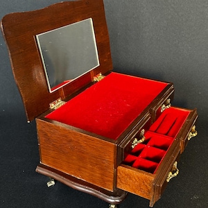 Coffre à bijoux vintage en bois Petite commode Rangement bijoux Coffret en bois Coffret à bijoux Table de chevet Coffret à bijoux vintage Chambre