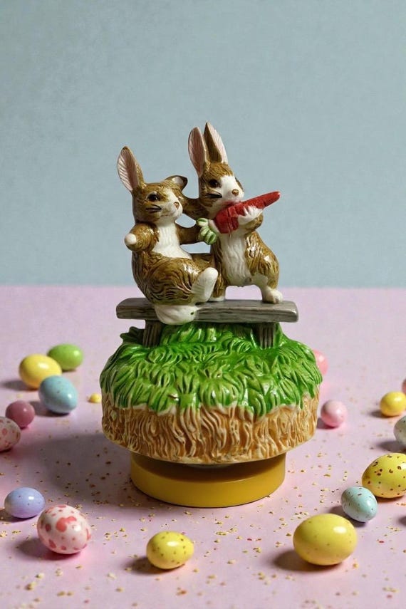 Osterhase Spieluhr Porzellan Hase Ostern Figur Vintage Musikbox Ostern Deko Witzige Osterhasen Spieluhr Ostern Esstisch Deko Figur Spieluhr