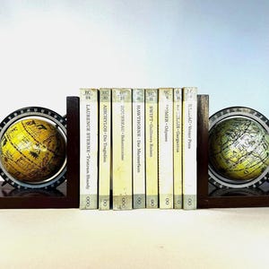 Sujetalibros de madera originales para trotamundos, regalo, globo terráqueo, sujetalibros de madera, mesa de trabajo, sujetalibros vintage, decoración, biblioteca de madera