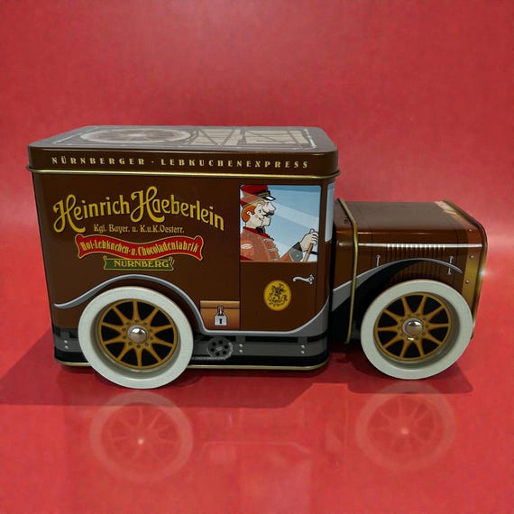 Witziger Blech Bus Box für Weihnachtskekse Christmas-Keksdose Sammlerstück Blechdose für Printen Aufbewahrung Blechauto als Keksdose
