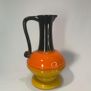 Colorful 70s jug made of ovenproof ceramic Boho style decorative ceramic jug orange yellow black wine jug 70s vintage jug summer tableware