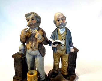 Ceramic bookends with whimsical figures, bookshelf decoration, vintage gift for professors, ceramic bookend, shelf, study bookend
