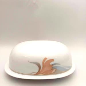 Klassische Friesland Butterdose Weiß Rosa Nordisches Porzellan Scandinavian Design Minimalistisches Frühstücksgeschirr